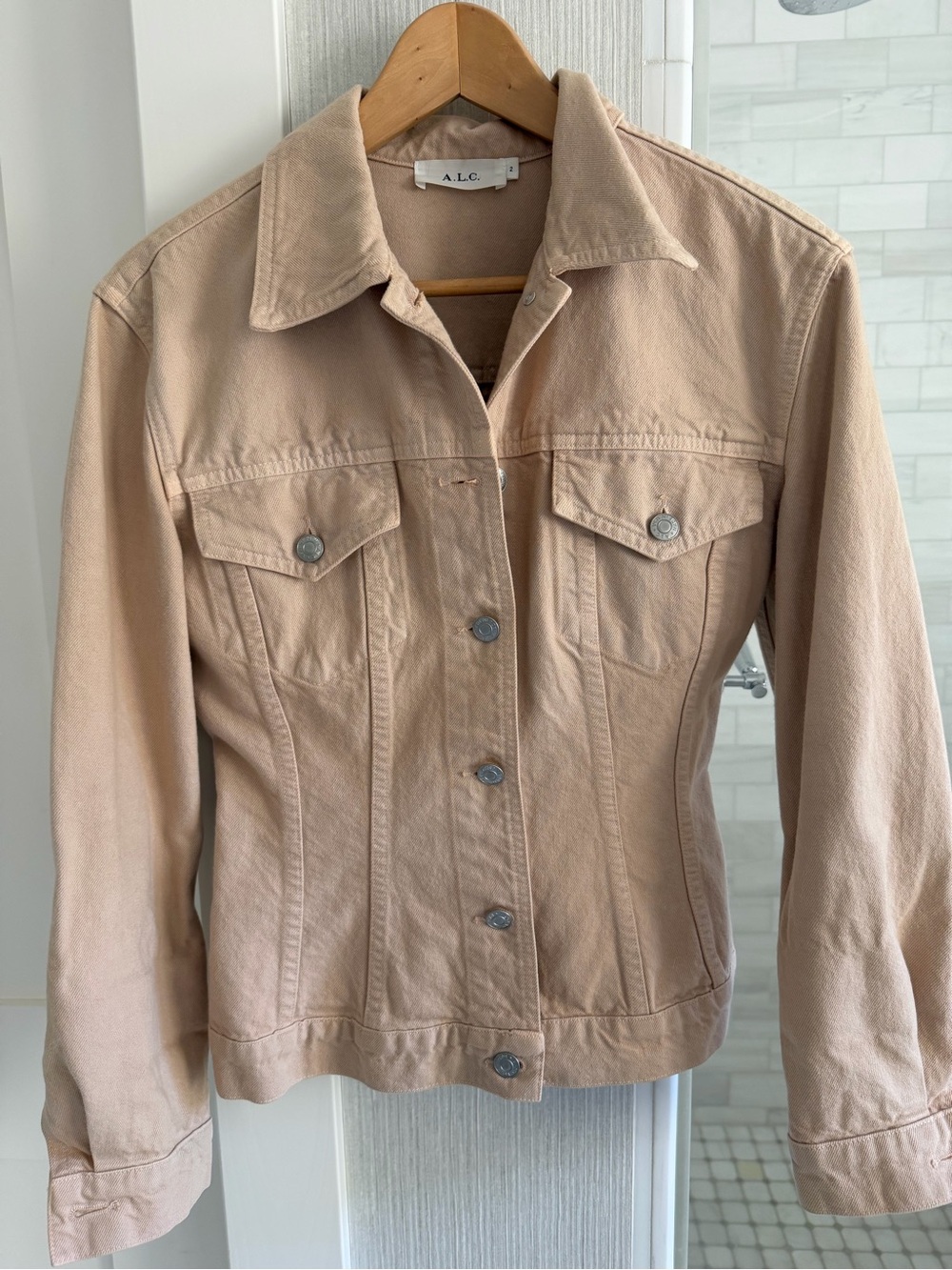 A.L.C. Light Tan Button-Front Denim Jacket